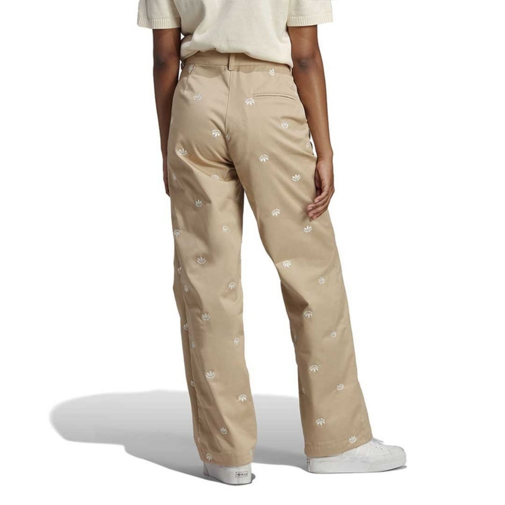 adidas Beige Straight-Leg Pants with White Trefoil Embroidery - Picture 2 of 7